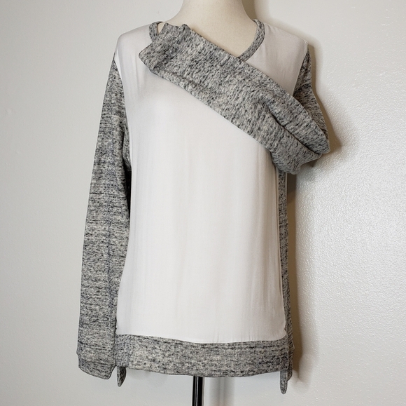 NEW DREW Anthropologie Mixed Media Top Zipper Lace Inset Back Blouse Limited - Picture 4 of 16